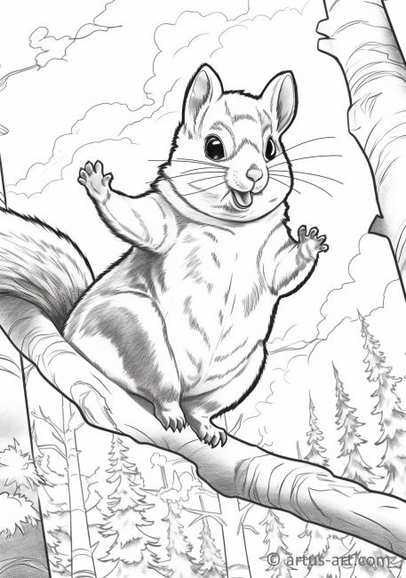 Pagina de colorat cu veverițe